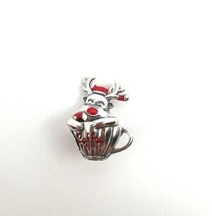 New Christmas Reindeer in Coffee Cup Charm for European Bracelet